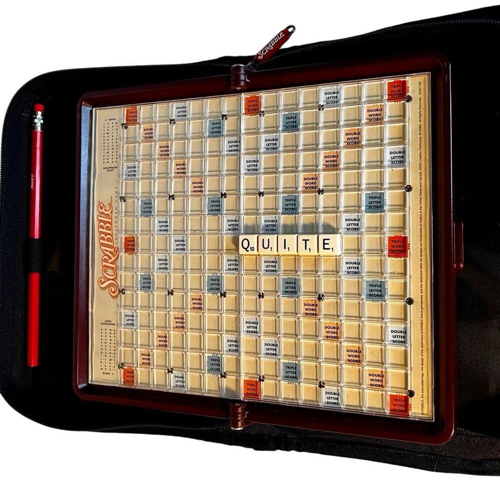 Scrabble Game In Zippered Travel Case Portable Complete